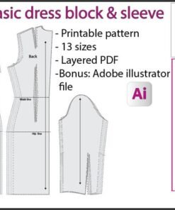 Modelagem  Bloco básico de vestido e manga para desenvolver outros moldes